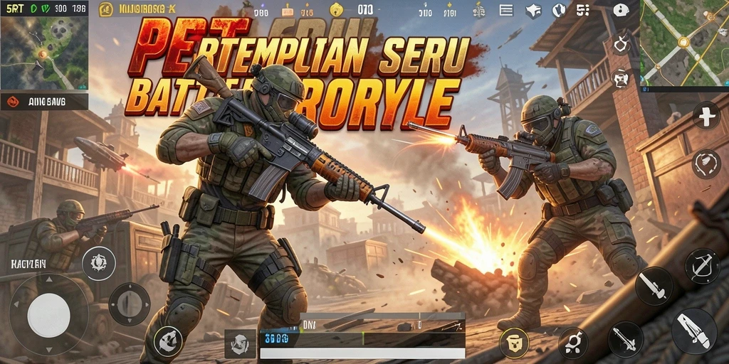 Tangkapan layar gameplay 5RT yang menunjukkan pertempuran seru Battle Royale.