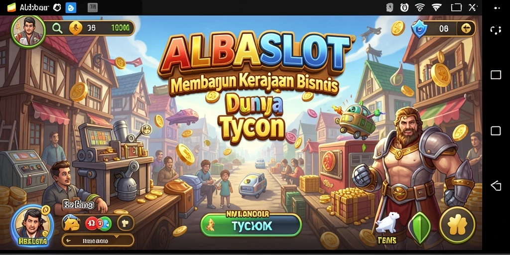 Screenshot ALBASLOT menampilkan gameplay seru membangun bisnis Tycoon.
