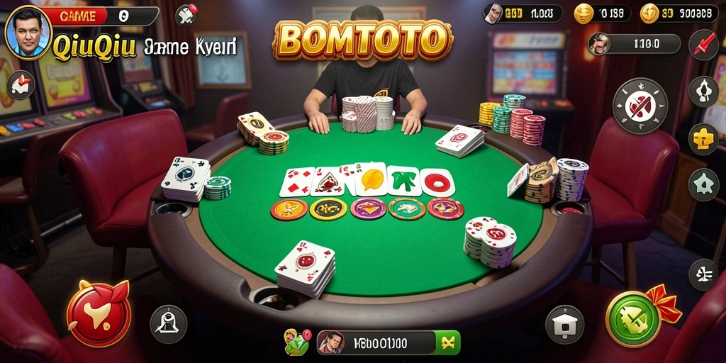 Tampilan gameplay seru dalam BOMTOTO saat bermain QiuQiu.