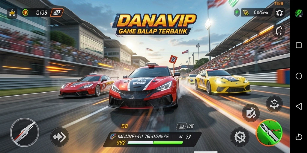 Tampilan gameplay racing yang mendebarkan dan penuh aksi.