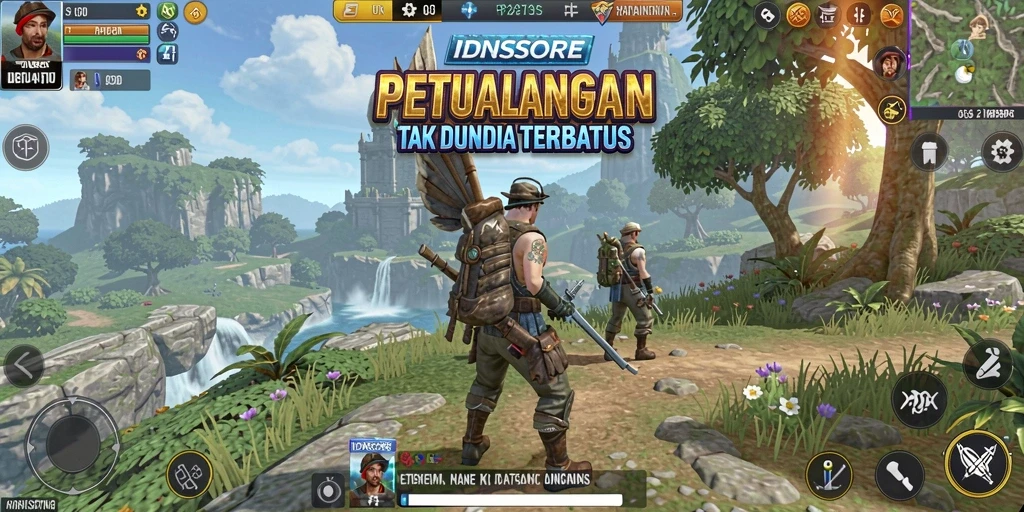 Tangkapan layar IDNSCORE menunjukkan pengalaman bermain dunia terbuka yang luas.