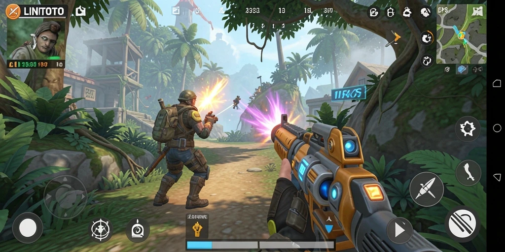 Tangkapan layar LINITOTO menampilkan aksi gameplay TPS yang memukau.