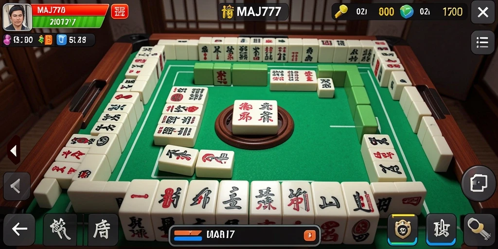 Screenshot gameplay menarik dari MAJ777 yang menampilkan keseruan Mahjong.