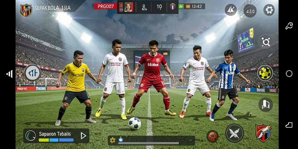 Tangkapan layar PRG007 menampilkan aksi permainan sepak bola yang mendebarkan.