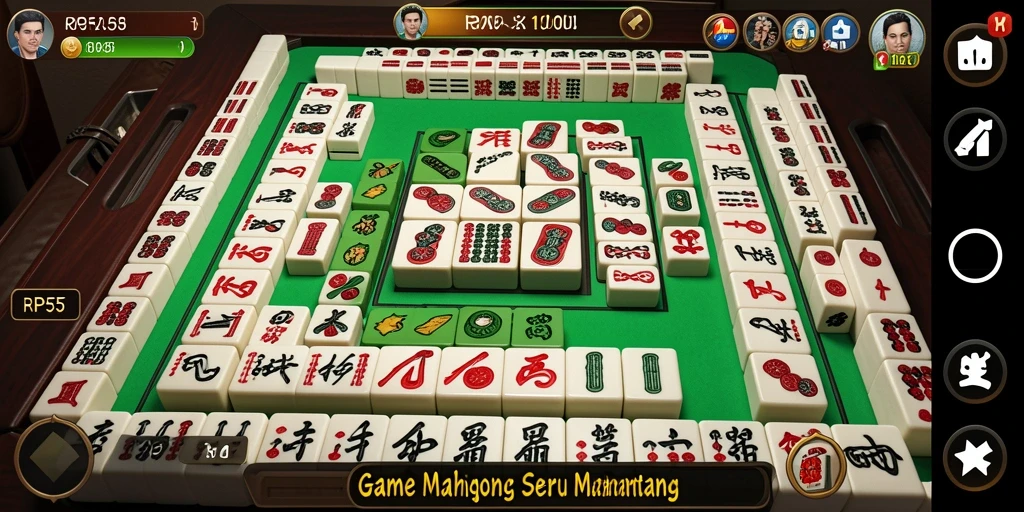Screenshot permainan RP55 menunjukkan aksi Mahjong yang seru.