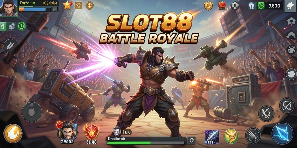Tangkapan layar SLOT88 menunjukkan pertarungan epik dalam permainan Battle Royale.